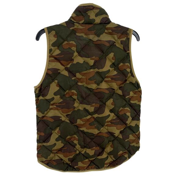 J. Crew Camo Print Down Excursion Vest Womens Size Small Green Brown Quilted - Picture 3 of 4